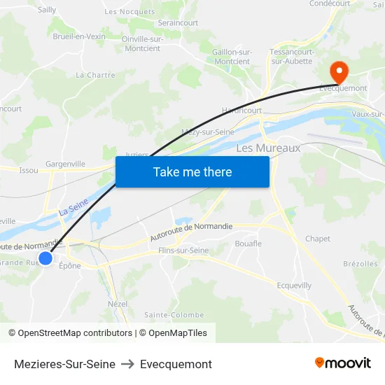 Mezieres-Sur-Seine to Evecquemont map