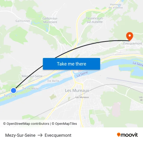 Mezy-Sur-Seine to Evecquemont map