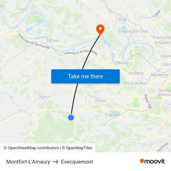 Montfort-L'Amaury to Evecquemont map