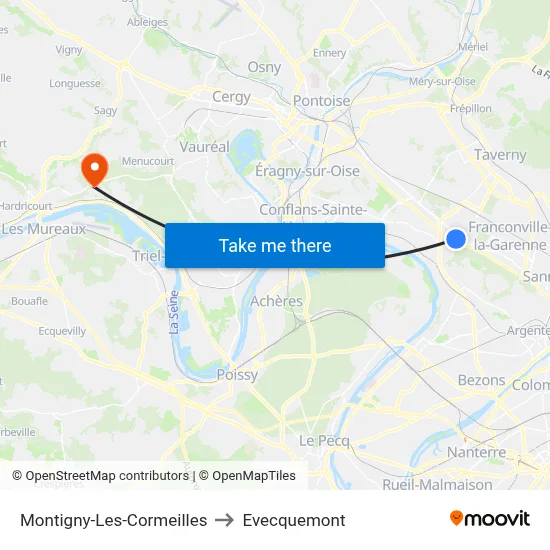 Montigny-Les-Cormeilles to Evecquemont map