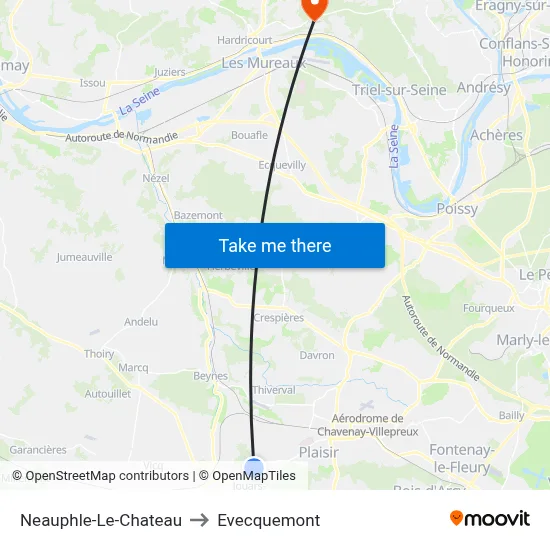 Neauphle-Le-Chateau to Evecquemont map