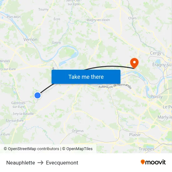 Neauphlette to Evecquemont map