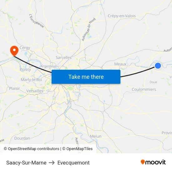 Saacy-Sur-Marne to Evecquemont map