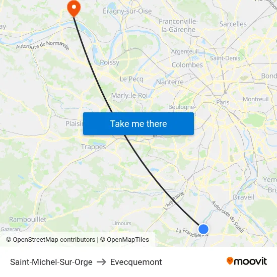 Saint-Michel-Sur-Orge to Evecquemont map