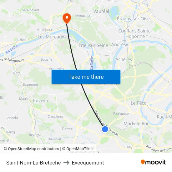 Saint-Nom-La-Breteche to Evecquemont map