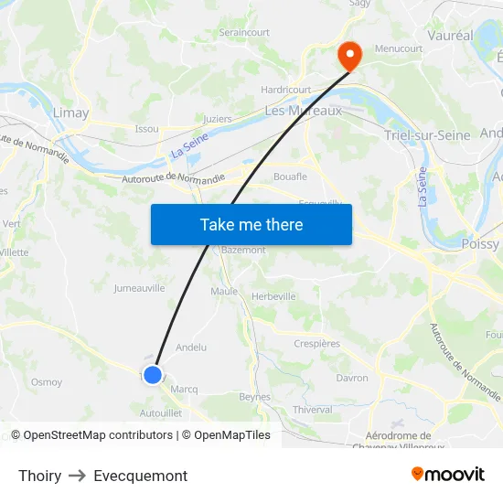 Thoiry to Evecquemont map