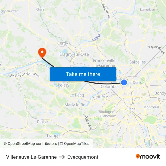 Villeneuve-La-Garenne to Evecquemont map