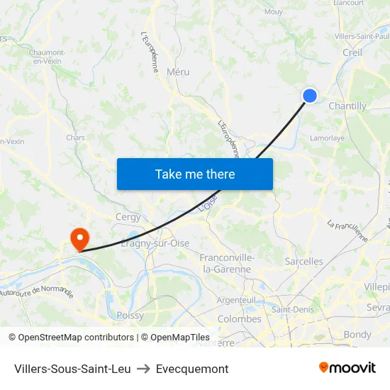 Villers-Sous-Saint-Leu to Evecquemont map