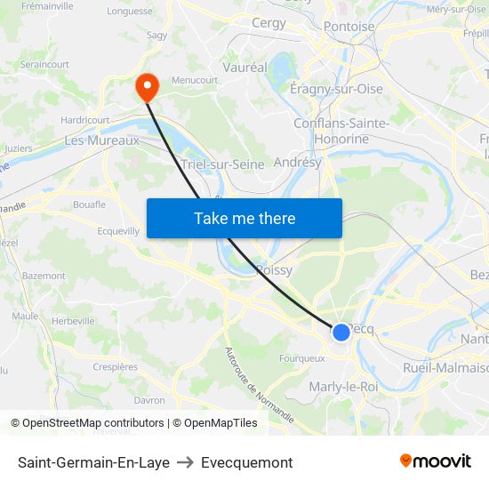 Saint-Germain-En-Laye to Evecquemont map