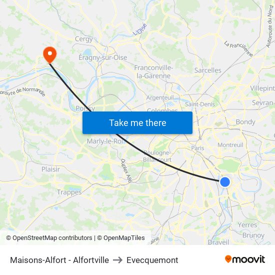 Maisons-Alfort - Alfortville to Evecquemont map