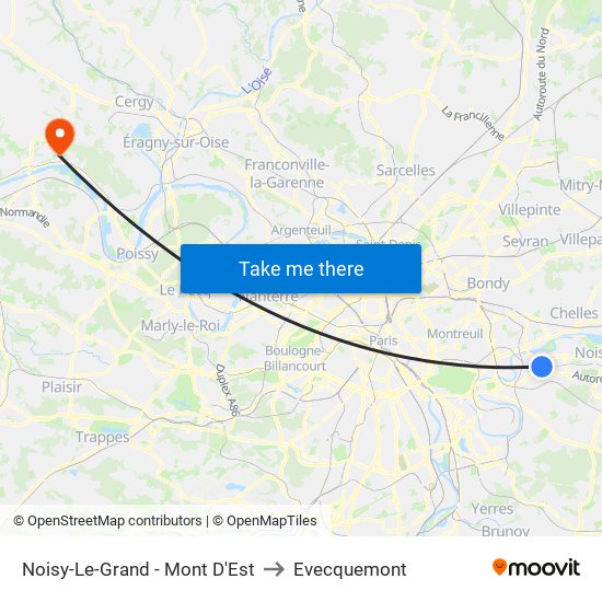 Noisy-Le-Grand - Mont D'Est to Evecquemont map