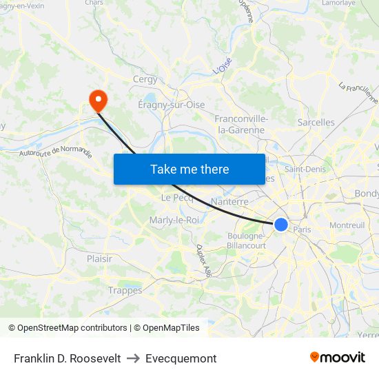 Franklin D. Roosevelt to Evecquemont map