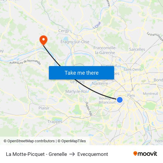 La Motte-Picquet - Grenelle to Evecquemont map