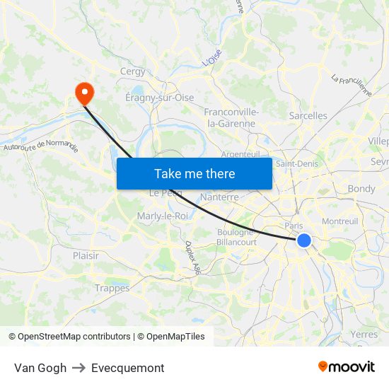 Van Gogh to Evecquemont map