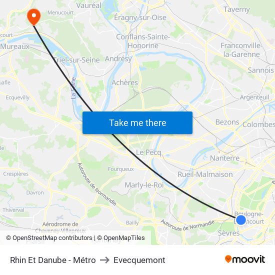 Rhin Et Danube - Métro to Evecquemont map
