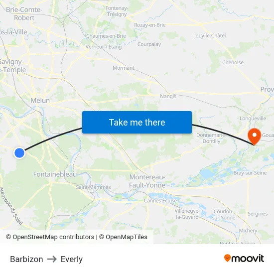 Barbizon to Everly map