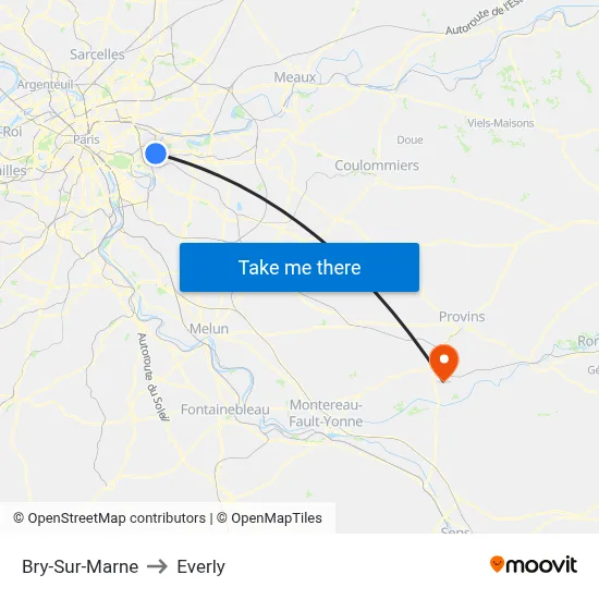 Bry-Sur-Marne to Everly map