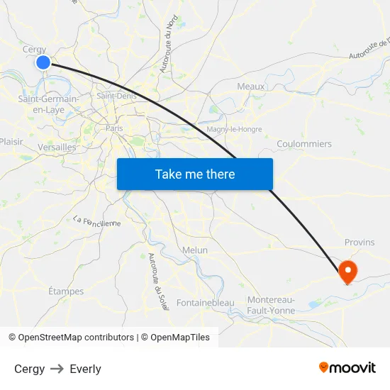 Cergy to Everly map