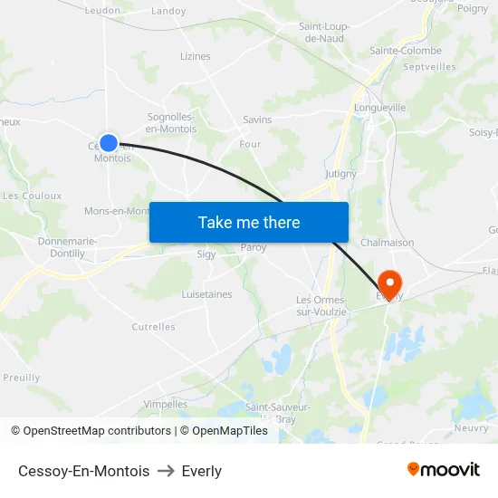 Cessoy-En-Montois to Everly map