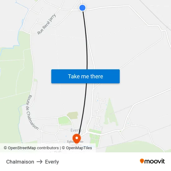 Chalmaison to Everly map