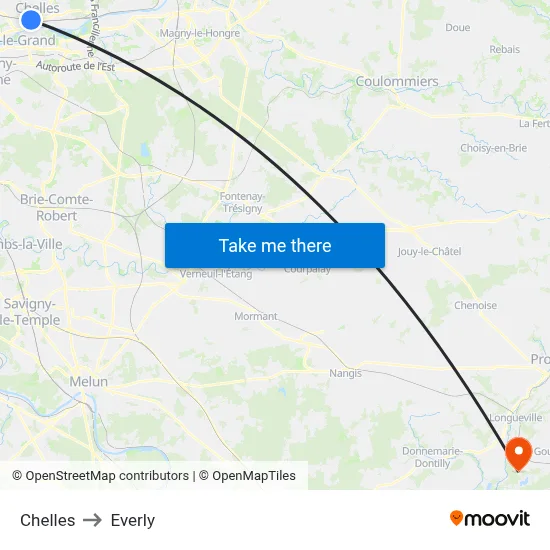 Chelles to Everly map