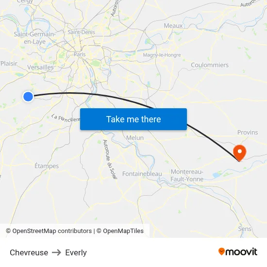 Chevreuse to Everly map