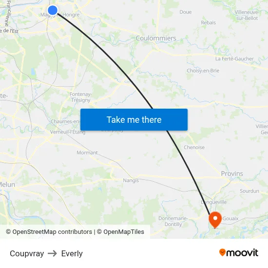 Coupvray to Everly map