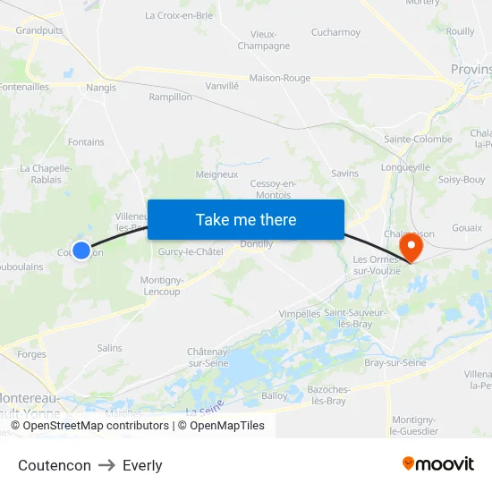 Coutencon to Everly map