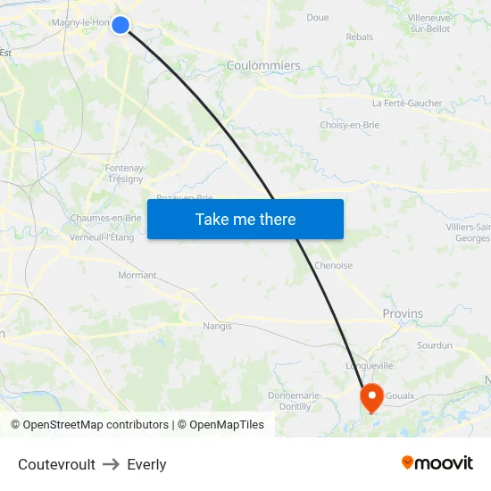 Coutevroult to Everly map