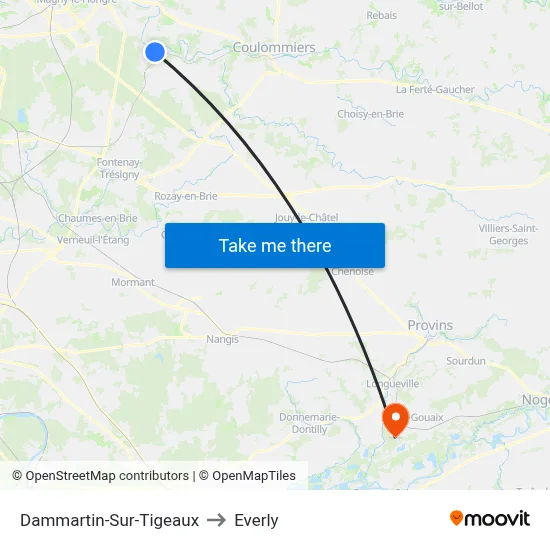 Dammartin-Sur-Tigeaux to Everly map