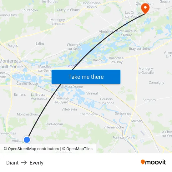 Diant to Everly map
