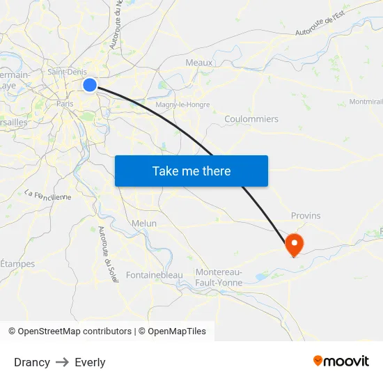 Drancy to Everly map