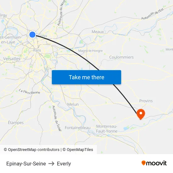 Epinay-Sur-Seine to Everly map