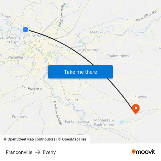 Franconville to Everly map