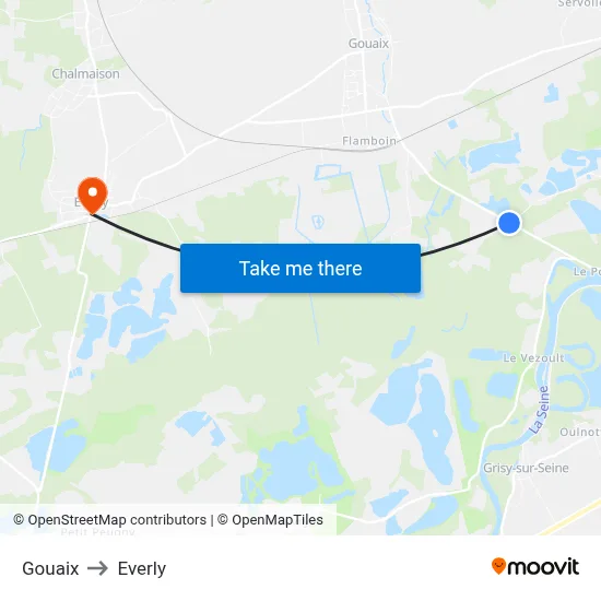 Gouaix to Everly map