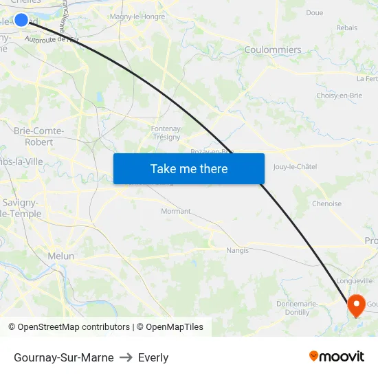Gournay-Sur-Marne to Everly map