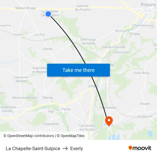 La Chapelle-Saint-Sulpice to Everly map