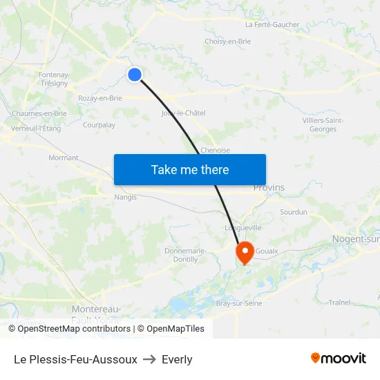 Le Plessis-Feu-Aussoux to Everly map