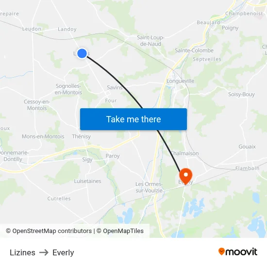 Lizines to Everly map