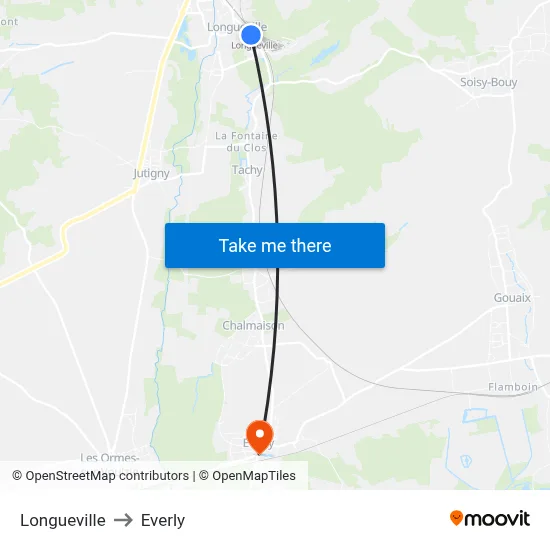 Longueville to Everly map