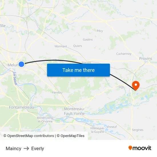 Maincy to Everly map