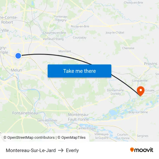 Montereau-Sur-Le-Jard to Everly map