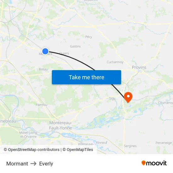 Mormant to Everly map
