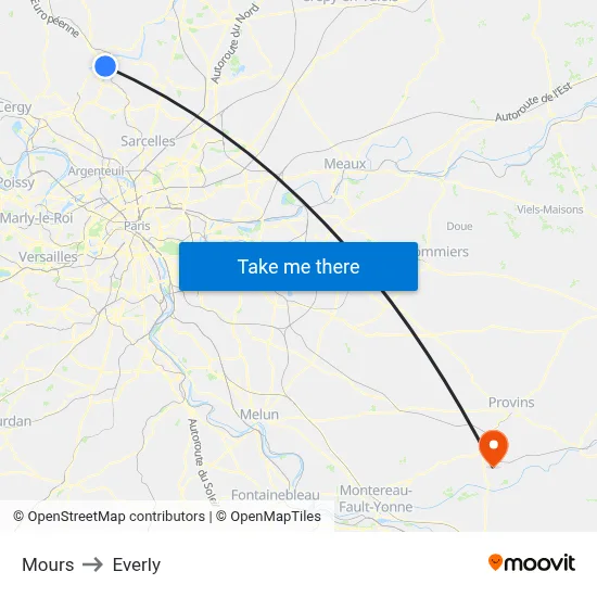 Mours to Everly map