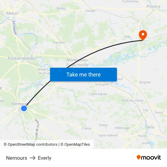 Nemours to Everly map