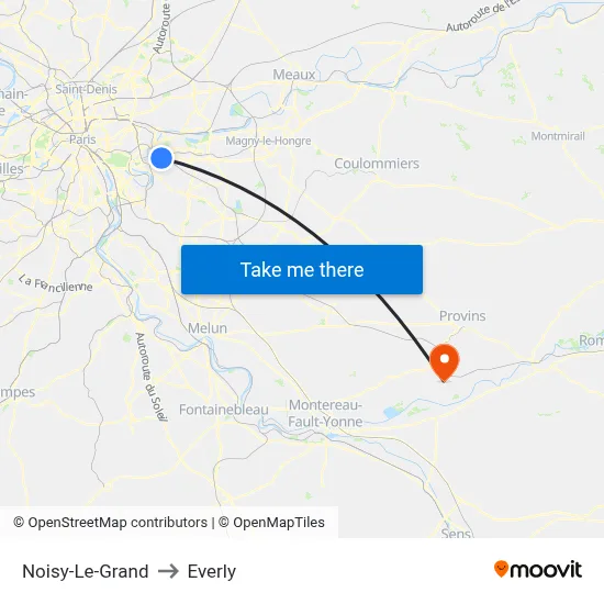 Noisy-Le-Grand to Everly map