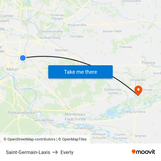 Saint-Germain-Laxis to Everly map