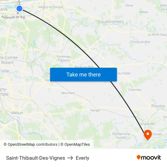 Saint-Thibault-Des-Vignes to Everly map