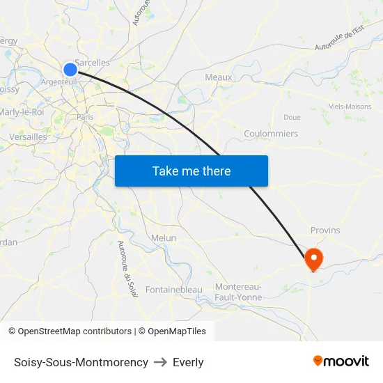 Soisy-Sous-Montmorency to Everly map