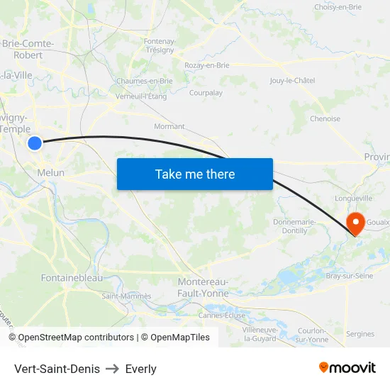 Vert-Saint-Denis to Everly map
